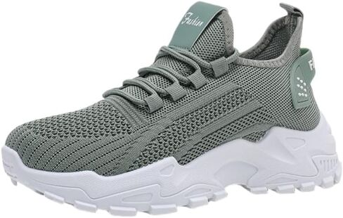 Women's Solid Color Breathable Knit Running Shoes - Lightweight Soft Sole Sneakers for Walking, Gym, Sports - Anti-Slip Lace-Up Low-Top Athletic Shoes in Saudi Arabia