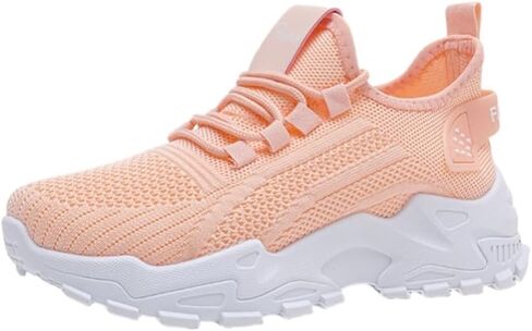 Women's Solid Color Breathable Knit Running Shoes - Lightweight Soft Sole Sneakers for Walking, Gym, Sports - Anti-Slip Lace-Up Low-Top Athletic Shoes in Saudi Arabia