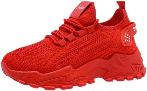 Women's Solid Color Breathable Knit Running Shoes - Lightweight Soft Sole Sneakers for Walking, Gym, Sports - Anti-Slip Lace-Up Low-Top Athletic Shoes in Saudi Arabia