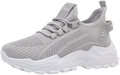 Women's Solid Color Breathable Knit Running Shoes - Lightweight Soft Sole Sneakers for Walking, Gym, Sports - Anti-Slip Lace-Up Low-Top Athletic Shoes in Saudi Arabia