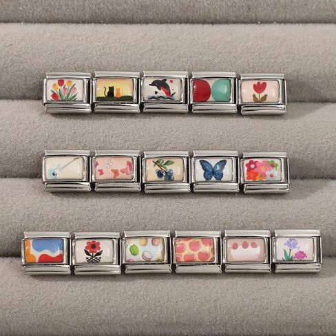 Italian Charms Only Charm Silver 8Pcs and Tools 9mm Guitar Butterfly Italian Modular Charm Bracelet Link Handmade DIY Module Jewelry Gifts in Kuwait