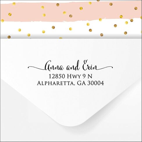 Custom Address Stamp - Self Inking Rubber Stamp - Calligraphy Script Return Address Stamper, Filled with Black Ink in Kuwait