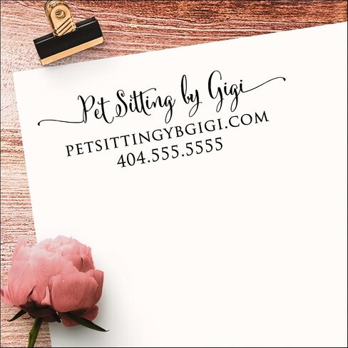 Custom Address Stamp - Self Inking Rubber Stamp - Calligraphy Script Return Address Stamper, Filled with Black Ink in Kuwait