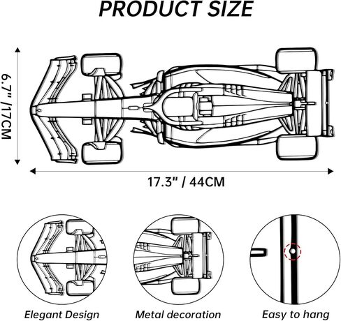 Xedatric F1 Wall Art, Car Wall Art Metal Decor - Formula 1 Racing Car Top View Line Art, Metal Sign for Man Cave, Garage, Game Room, Unique Gift for Motorsport Fans & Car Lovers(17.3" x 6.7") in Kuwait