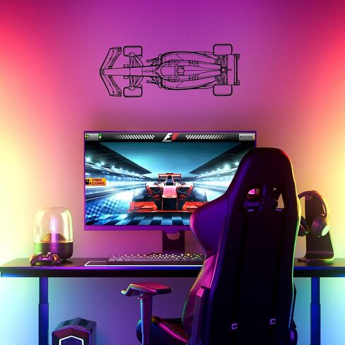 Xedatric F1 Wall Art, Car Wall Art Metal Decor - Formula 1 Racing Car Top View Line Art, Metal Sign for Man Cave, Garage, Game Room, Unique Gift for Motorsport Fans & Car Lovers(17.3" x 6.7") in Kuwait