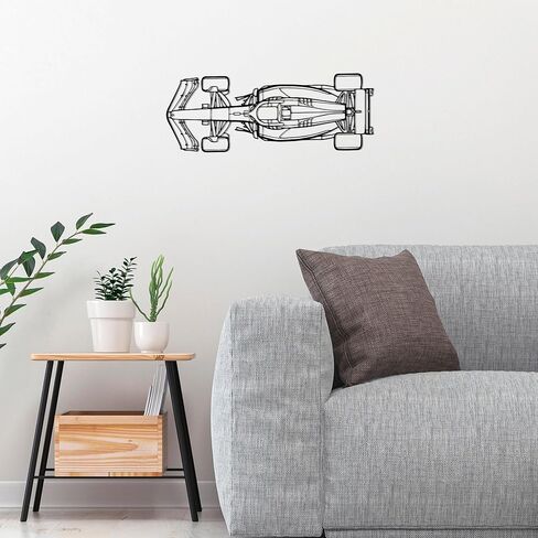 Xedatric F1 Wall Art, Car Wall Art Metal Decor - Formula 1 Racing Car Top View Line Art, Metal Sign for Man Cave, Garage, Game Room, Unique Gift for Motorsport Fans & Car Lovers(17.3" x 6.7") in Kuwait