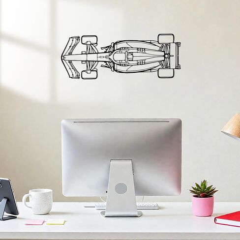 Xedatric F1 Wall Art, Car Wall Art Metal Decor - Formula 1 Racing Car Top View Line Art, Metal Sign for Man Cave, Garage, Game Room, Unique Gift for Motorsport Fans & Car Lovers(17.3" x 6.7") in Kuwait