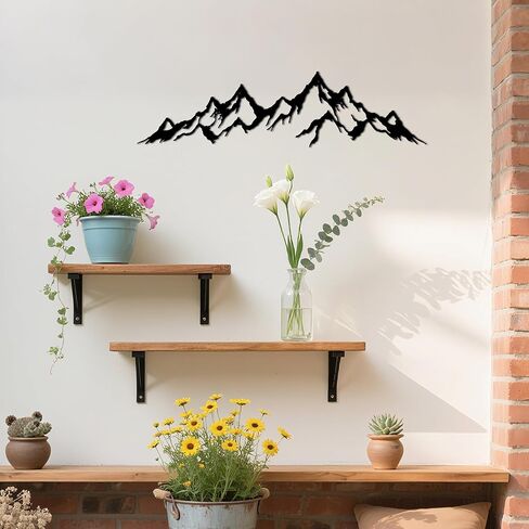 YATEASLU Black Metal Mountain Wall Decor, Minimalist Mountain Range Line Art for Living Room Bedroom, Modern Home Office Wall art(28.3" x 7.4") in Kuwait