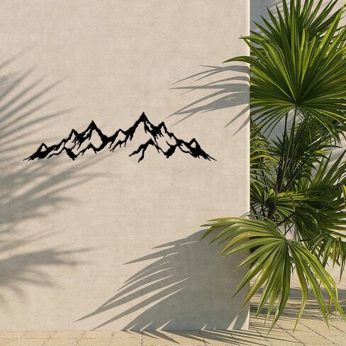 YATEASLU Black Metal Mountain Wall Decor, Minimalist Mountain Range Line Art for Living Room Bedroom, Modern Home Office Wall art(28.3" x 7.4") in Kuwait