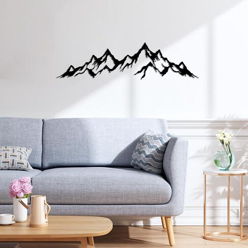 YATEASLU Black Metal Mountain Wall Decor, Minimalist Mountain Range Line Art for Living Room Bedroom, Modern Home Office Wall art(28.3" x 7.4") in Kuwait