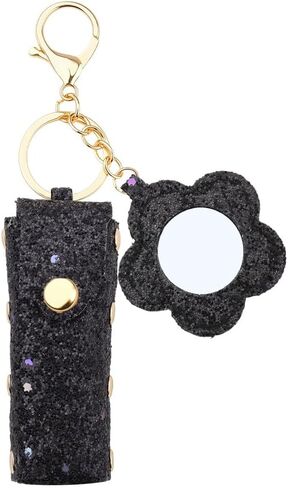 Glitter Lip Oil Holder Key Chains for Woman Lipstick Case with Mirror Lip Balm Keychain for Lipstick Case Keychain Holder in Saudi Arabia