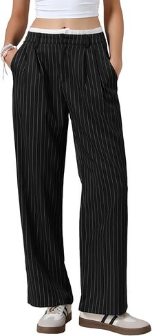 Allegra K Striped Pants for Women High Waisted Wide Leg Casual Work Long Pants in Saudi Arabia
