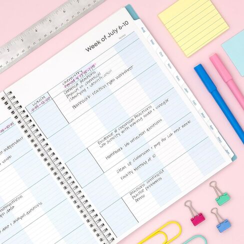 Blue Sky 2026-2027 Weekly and Monthly Academic Year Teacher Lesson Planner Calendar, July 2026 - June 2027, 8.5" x 11", Clear Pocket Cover, Wirebound, Laminated Tabs, Storage Pocket, Dots in Saudi Arabia