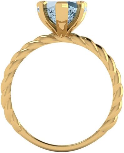 Clara Pucci 14K Solid Gold Engagement Ring for Women | 2 cttw Aquamarine Heart Cut Solitaire | Real Yellow Gold Wedding Ring in Saudi Arabia