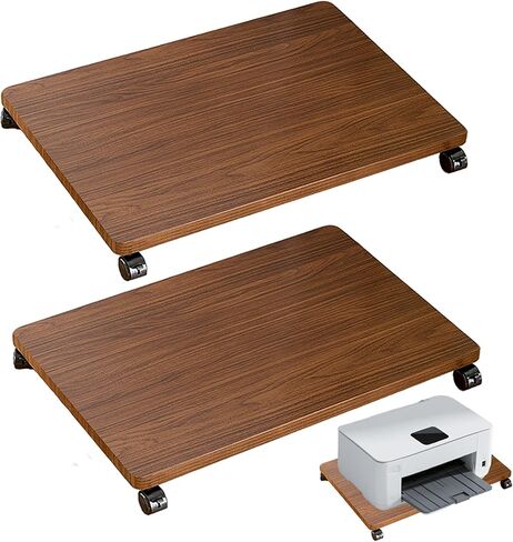 2 قطعة حامل طابعة مكتب تحت المكتب 13.78 × 11.81 بوصة مع 8 عجلات، مجموعتان من الأدوات، حامل زهور طابعة ناسخة متحركة من رف المكتب السفلي للطابعة ناسخة الماسح الضوئي، رف آلة الفاكس (بني) in Kuwait