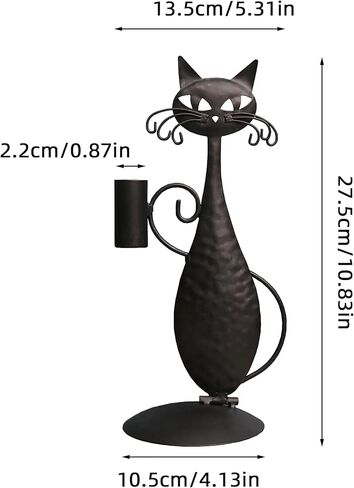 حاملات شمعدان سوداء للقطط للشموع عديمة اللهب، شمعدان ديكور منزلي معدني ريفي للقطط للقطعة المركزية، طاولة الطعام، هدايا الانتقال لمنزل جديد in Kuwait