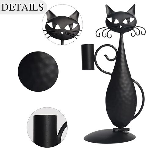 حاملات شمعدان سوداء للقطط للشموع عديمة اللهب، شمعدان ديكور منزلي معدني ريفي للقطط للقطعة المركزية، طاولة الطعام، هدايا الانتقال لمنزل جديد in Kuwait