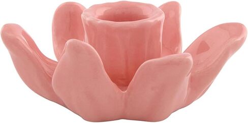 47th & Main Candle Holder for Taper Candle Blossom-Shaped Dolomite Candlestick Candleholder, 4" Dia x 1.5" H, Pink in Saudi Arabia