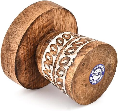 Candlestick Holders Mango Wood Distressed White Finish with Carving Design – Rustic Table Décor for Home, Party & Table Decoration(4" X 4" X 4") in Saudi Arabia