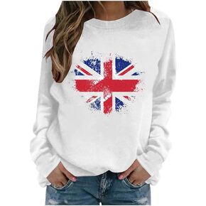 British Flag, United Kingdom Flag, Great Britain, Union Jack Sweatshirt England Patriotic Pullover Tops Novelty in Kuwait
