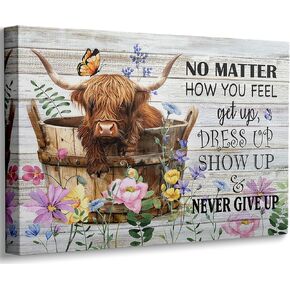 Funny Highland Cow Bathroom Wall Art Rustic Countryside Brown Cute Animal Painting Picture Wall Decor Highland Cattle Reading Newspaper on Toilet Poster Print Artwork for Bathroom Home Decoration in Kuwait