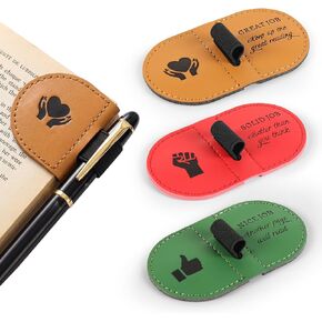 Magnetic Bookmarks for Books Set of 3, Personalized Magnetic Leather Bookmarks with Pen Holder – Motivational Quotes & Pattern Designs for Reading, Teacher & Student Book Lover Gifts in Saudi Arabia