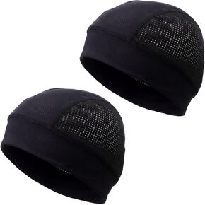 Breathable Mesh Skull Cap Lightweight Quick Dry Sports Helmet Liner Cooling Skull Caps for Men Women Sweat Wicking Cycling Running Hat Black 2pcs in Kuwait