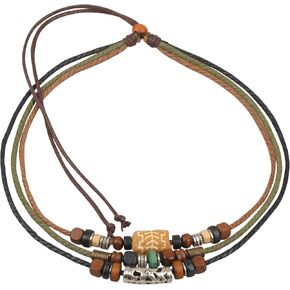 قلادة من Ancient Tribe Boho متعددة الخيوط من حبل القنب مع خرز، قابلة للتعديل 14.5 بوصة in Kuwait