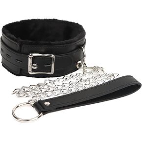 طوق جلدي للنساء، قلادات ذات أطواق قابلة للتعديل مع بطانة من الفرو للنساء in Kuwait