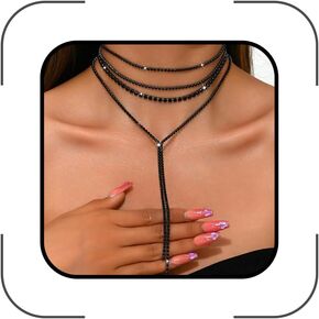 Dainty Rhinestone Necklace for Women,Trendy Bling Sparkling Crystal Choker Necklace Party Prom Cocktail Jewelry Accessories in Kuwait