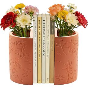 Decorative Bookends, Flower Pot Book Ends for Shelves, Terracotta Kitchen Bookends Novelty Plant Pot Holder, Office Book Shelf Accessories with Funny Indoor Plants Pot in Saudi Arabia
