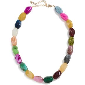 ADINA EDEN Women's Gold Chain & Multicolor Bead Necklace in Kuwait
