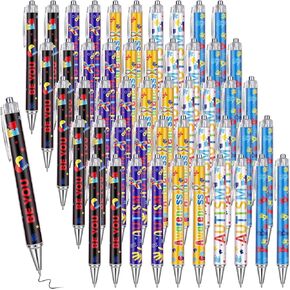 50 Pcs Autism Awareness Pens Colorful Puzzle Pieces Pens Retractable Inspirational Ballpoint Pen for Autism Acceptance Motivational Gift in Kuwait