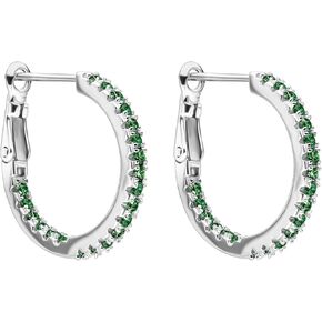 EcoGems 14K/18K Gold Plated Silver Hoop Earrings – Lab Grown Diamond, Moissanite, Sapphire & Emerald – Yellow or White Gold – Elegant Fine Jewelry Gift Box Included in Kuwait