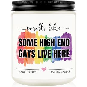 Funny Gifts for Gay Men, Pride Gifts for Friends LGBTQ Queer Boyfriend Husband, Housewarming Anniversary Birthday Valentines Day Gift for Gay Couple Lavender Scented Rainbow Candle in Kuwait