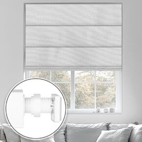 لا توجد أدوات ولا يوجد مثقاب، ظلال رومانية للتعتيم اللاسلكي، تعتيم الغرفة. ستائر دوارة للنوافذ، ستائر قابلة للطي لنوافذ غرفة النوم، غرفة المعيشة. بلاك أوت رمادي أبيض، 38 بوصة عرض × 56 بوصة ارتفاع... in Kuwait