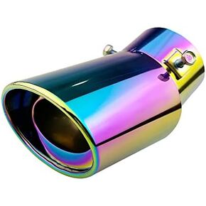 طرف عادم السيارة من الفولاذ المقاوم للصدأ، 2.5 بوصة إلى 3.4 بوصة أنبوب عادم السيارة العالمي مستقيم/منحني نوع تعديل ذيل الحلق، كاتم صوت قابل للتعديل لتزيين السيارة بطرف مائل (ملون) in Kuwait