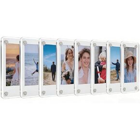 8 Pack Acrylic Magnetic Photo Frames for Fridge,2.36x3.54 Inch Double Sided Clear Mini Picture Frames,Perfect for Fujifilm Instax Mini & Polaroid Film,Refrigerator Magnet Photo Holders for Home Office in Kuwait