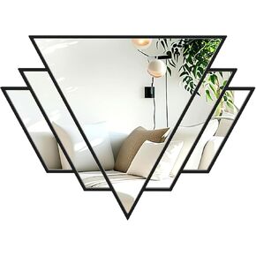 Black Triangle Decor Mirror for Wall,24x32Inch Farmhouse Wall Mirror,Modern Wall Mounted Mirrors,Metal Framed Vintage Ornate Art Mirror for Living Room Bedroom Fireplace Hallway in Kuwait