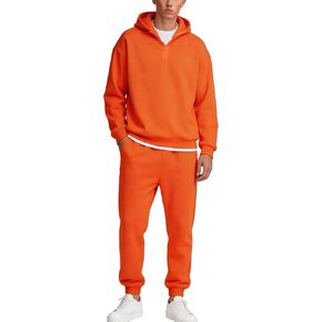 TUVEKE Men's Tracksuits Mens Quarter Zip Pullover And Joggers Pant Half Zip 2 Piece Outfits Casual Athletic Hooded Sweat Suit in Kuwait