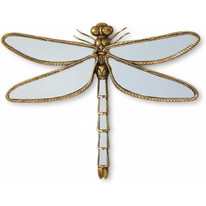 Adkoat® مرآة اليعسوب الذهبية العتيقة لتزيين الحائط - مرآة لتزيين الحائط على شكل حشرات - هدايا الترحيب بالمنزل - فن ذبابة التنين الراتنجي وفراشة ذهبية صغيرة مزخرفة لغرفة النوم وغرفة المعيشة | 12.5 بوصة × 10 بوصة in Kuwait