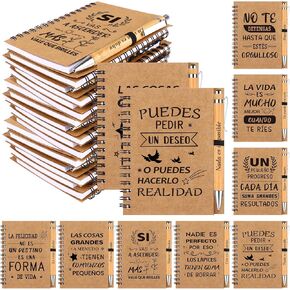 32Pcs Spanish Inspirational Spiral Notebook with Bamboo Pens Motivational Mini Notepads Regalos En EspañOl Journal Inspirational Gifts Bulk for Employee Teacher Appreciation Team Office in Kuwait