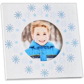 Let It Snow Winter Picture Frame 5x7, Brown Wood Christmas Photo Frame with Snowman Snowflakes holds 4x6 Pictures with Mat, Tabletop or Wall Vertical Display in Saudi Arabia