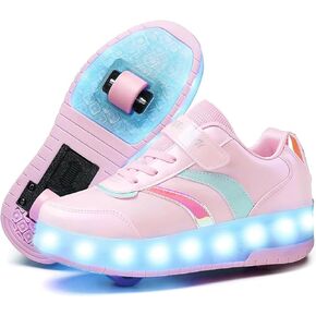 Ufatansy Roller Shoes Girls Boys Sneakers with Wheels Roller Skate Shoes USB Charging LED Light Up Footwear Skates for Beginner Trainers Kids Lightweight Breatheable Shoe in Saudi Arabia