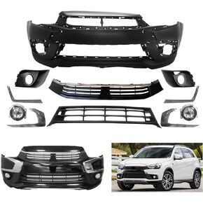 Outlander Front Bumper Cover Grille Kit Compatible with 2016 2017 2018 2019 Mi-tsubishi Outlander Sport ES/SE/SEL/GT/LE with Fog Lights in Kuwait