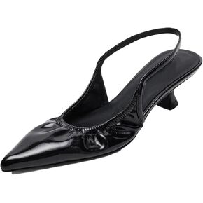 Mesh Slingback Pumps for Women,Kitten Heels with Pointed Toe Low Heel Sandals Ankle Strap Heels Slip-On Pumps in Kuwait