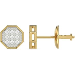 1/20 cttw Round Real Diamond Unisex Cluster Stud Earrings Solid 10K Yellow Gold in Kuwait