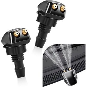 2 PCS Front Windshield Washer Nozzles, Double Holes Wiper Washer Nozzles, Nylon Straight Column Windshield Sprayer Jet, Universal for Most Cars, Trucks (Black) in Kuwait