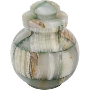 Mosaic Green Onyx Extra Small Urn, Stone Funeral Urn, 5 Inches High in Kuwait