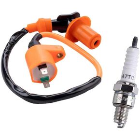 Ignition Coil Electrode Spark Plug, GY6 50cc Performance Parts, Moped Accessories, for GY6 QMJ157, QMI157, QMJ152, QMI152 4-stroke Engines (Orange) in Kuwait